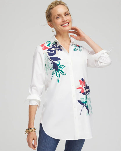 No IronTM Placed Floral Tunic