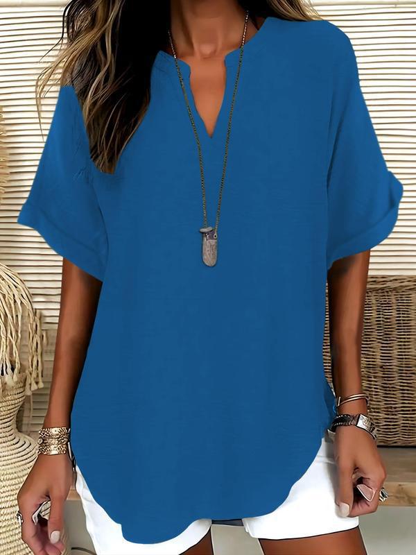 Xalina - Soft-Touch Notched-Neck Blouse