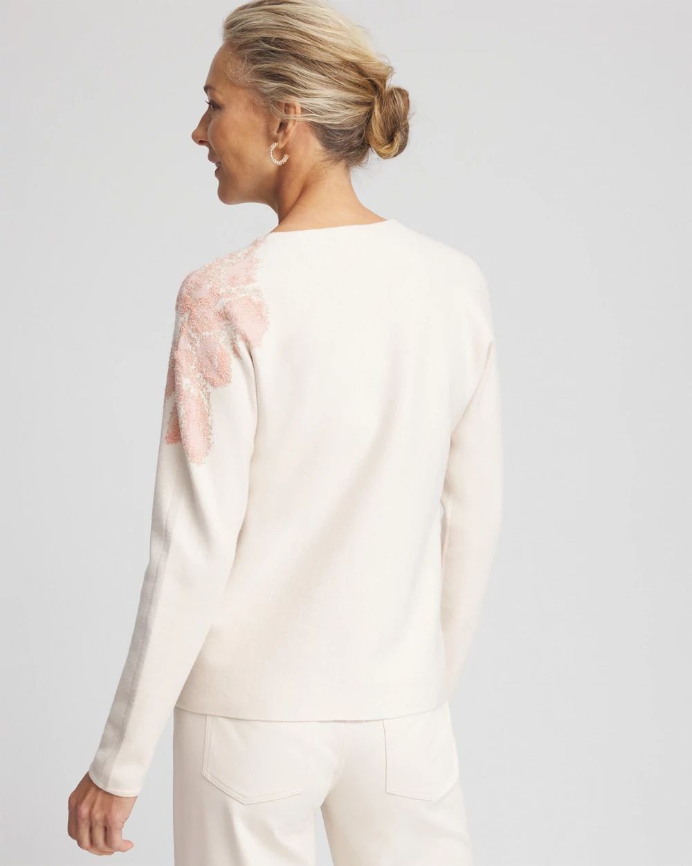 Jacquard Floral Pullover Sweater