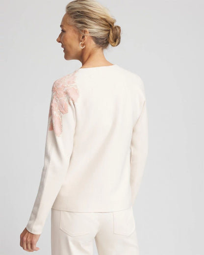 Jacquard Floral Pullover Sweater
