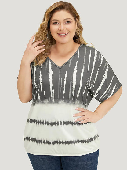 Tie Dye Batwing Sleeve T-shirt