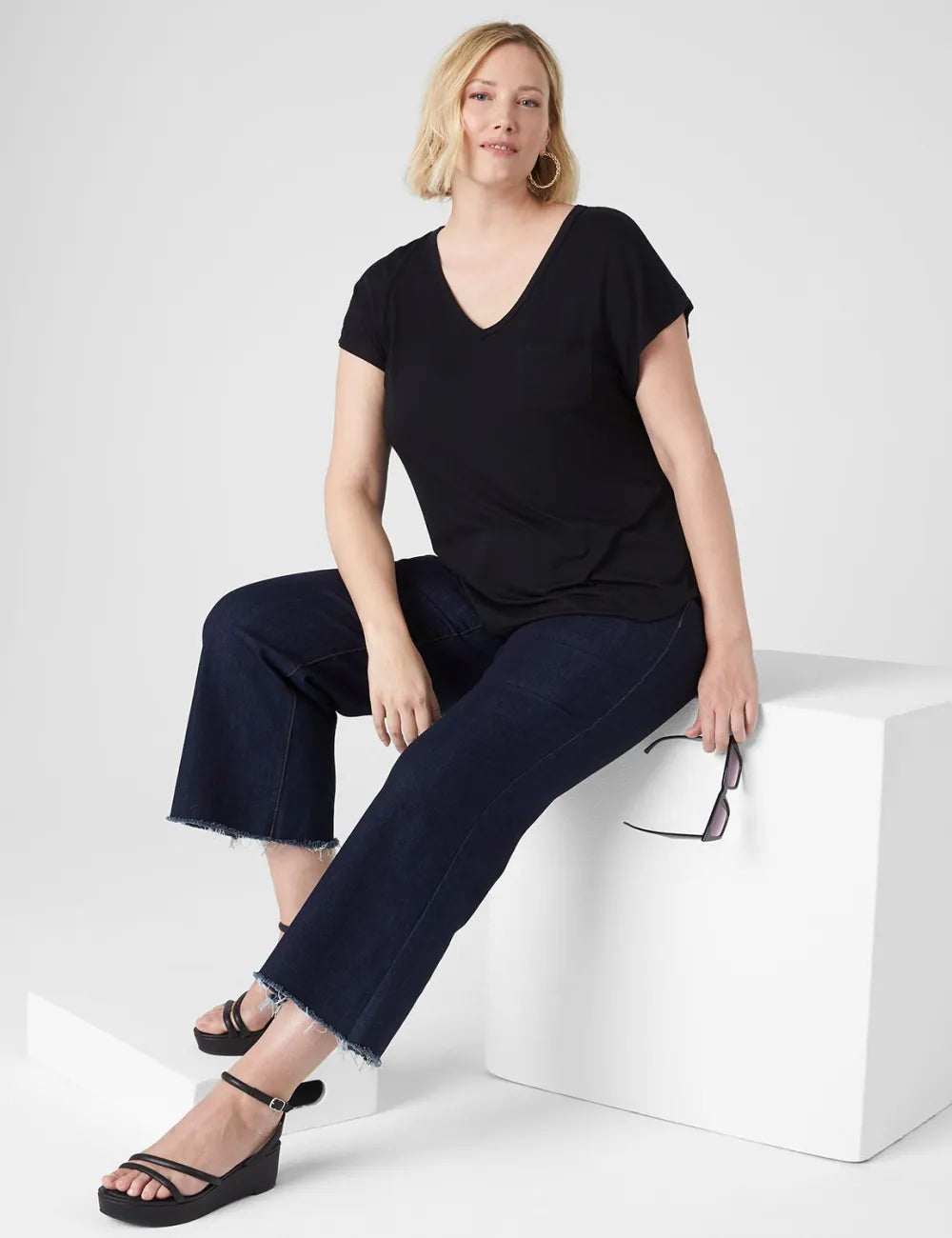 Short-Sleeve V-Neck Pocket Tee