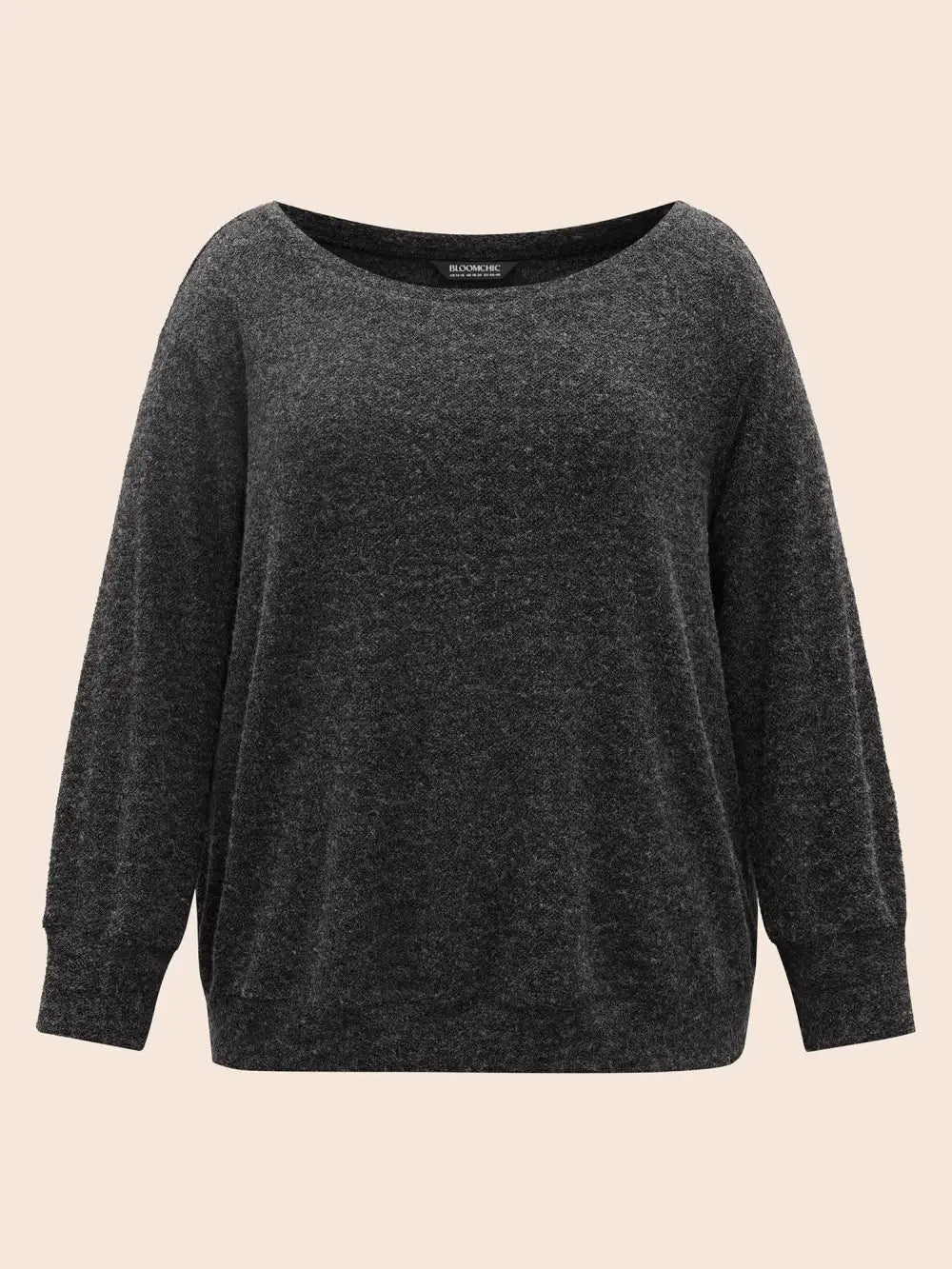 Textured Off Shoulder Drop Shoulder Sleeve Sweatshirt