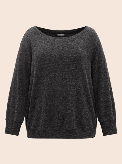 Textured Off Shoulder Drop Shoulder Sleeve Sweatshirt