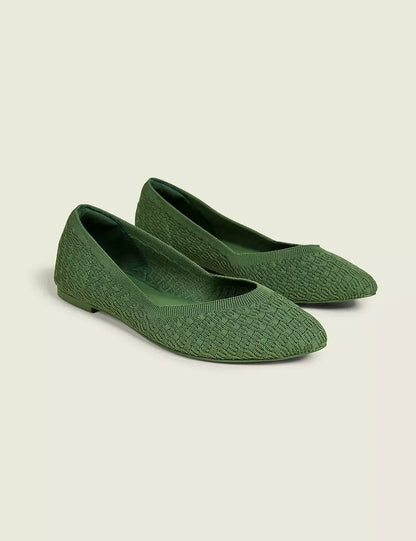 Stretch Knit Pointed Toe Ballet Flat