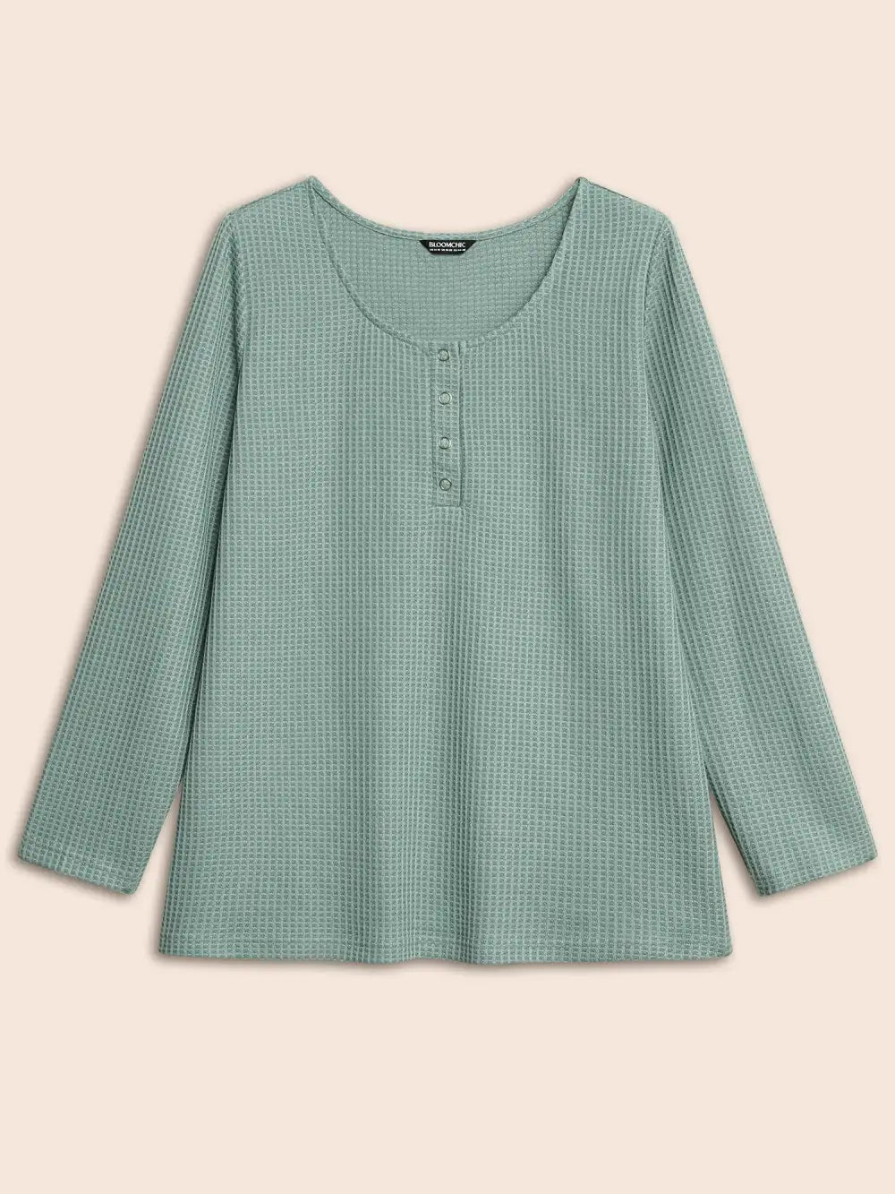 Solid Waffle Knit Round Neck T-Shirt