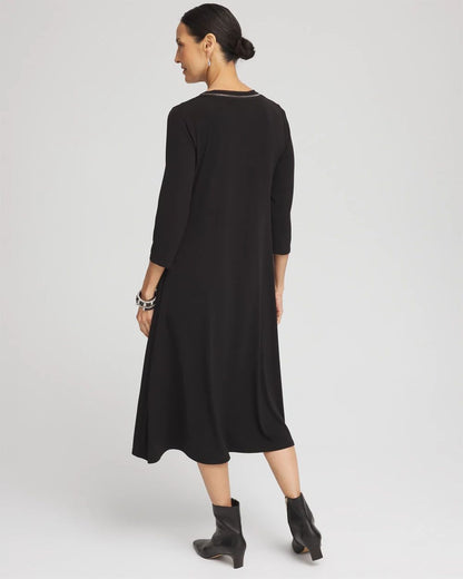Ball Chain V-Neck Midi Dress