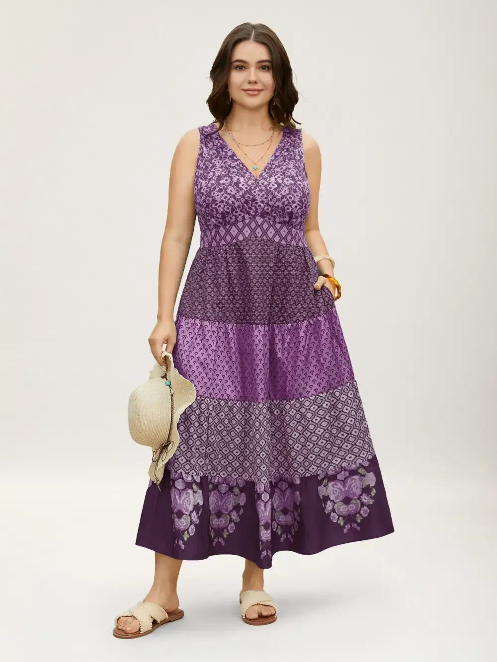 Bandana Patchwork Floral Sleeveless Dress
