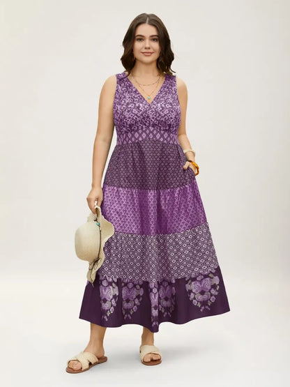 Bandana Patchwork Floral Sleeveless Dress