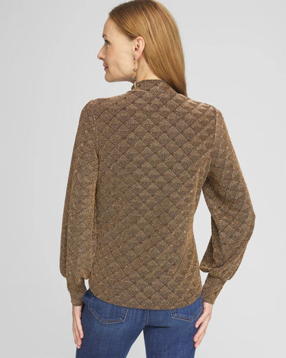 Textured Gold Mock-Neck Top