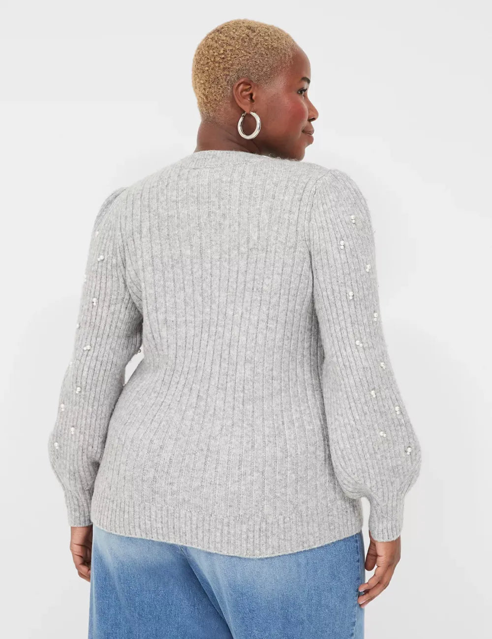 Embellished-Sleeve Sweater