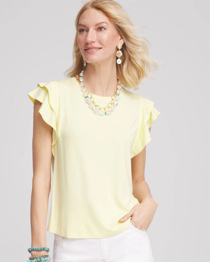 Touch of CoolTM Tiered Flutter Sleeved Tee