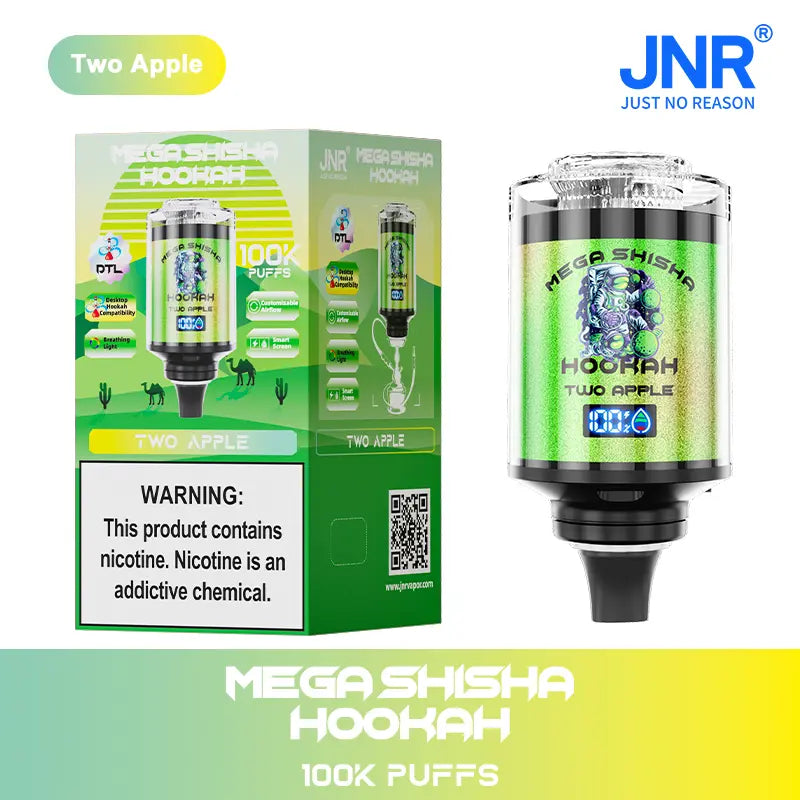 JNR Mega Shisha Hookah 100000 100K Puffs Large Capacity LED Display Disposable Vape