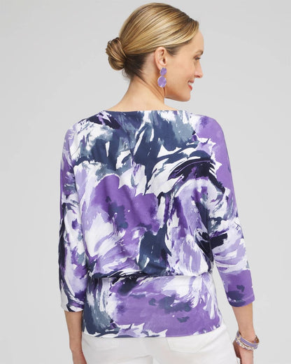 Touch of CoolTM Abstract Banded Hem Top