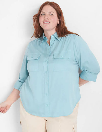 Classic Button-Down Front-Pocket Shirt