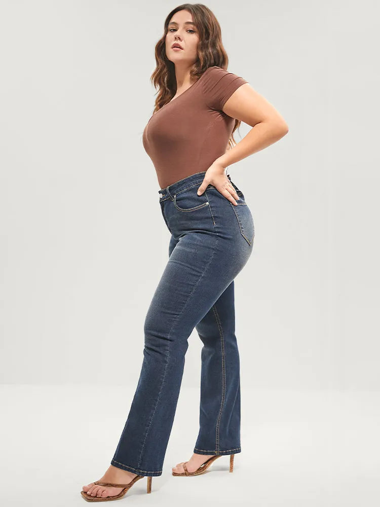 Bootcut Very Stretchy Mid Rise Medium Wash Sculpt Waist Jeans