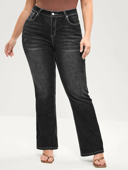 Bootcut Very Stretchy Mid Rise Medium Wash Sculpt Waist Jeans