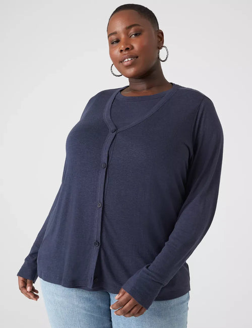 Button-Front Linen Overpiece