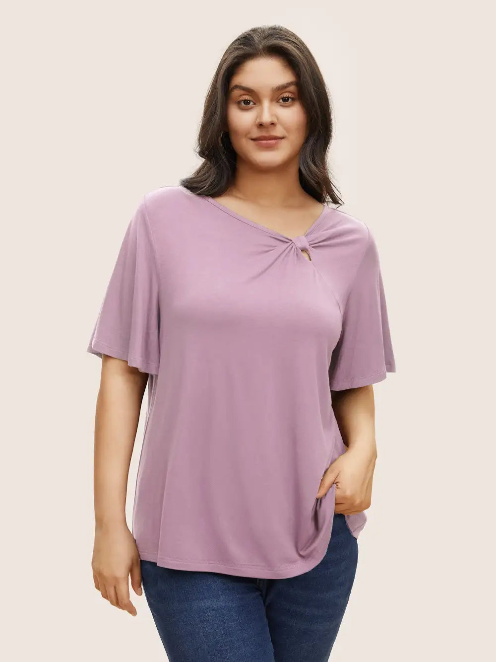 Supersoft Essentials Twist Front Asymmetrical Neck T-Shirt