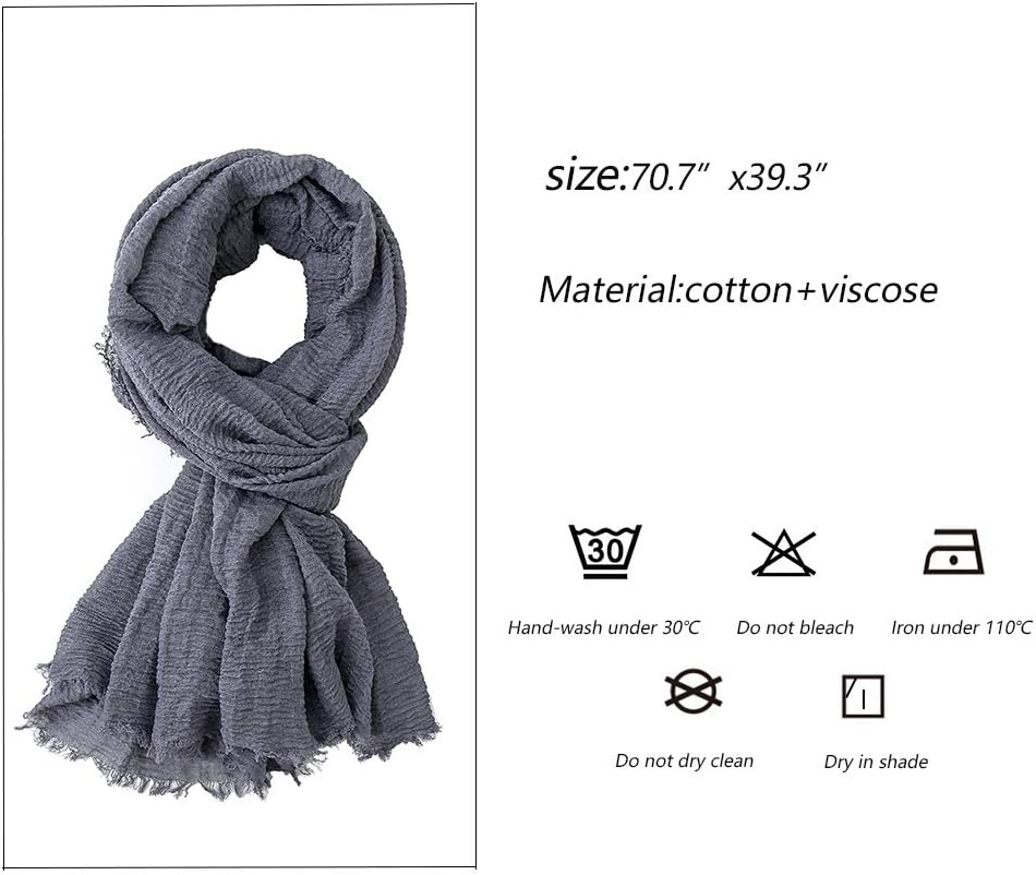 Soft Cotton Hemp Scarf Wrap Long Hijab Scarves for Women