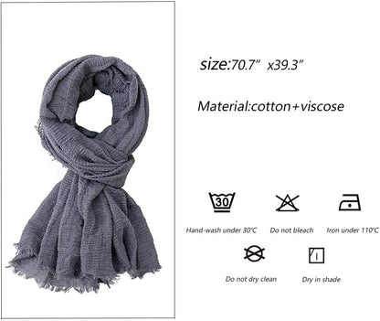 Soft Cotton Hemp Scarf Wrap Long Hijab Scarves for Women