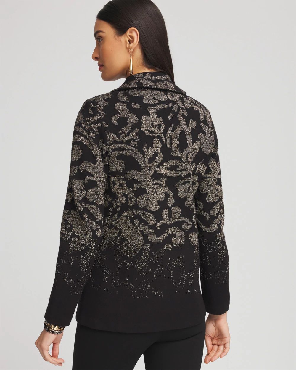 Metallic Jacquard Sweater Blazer