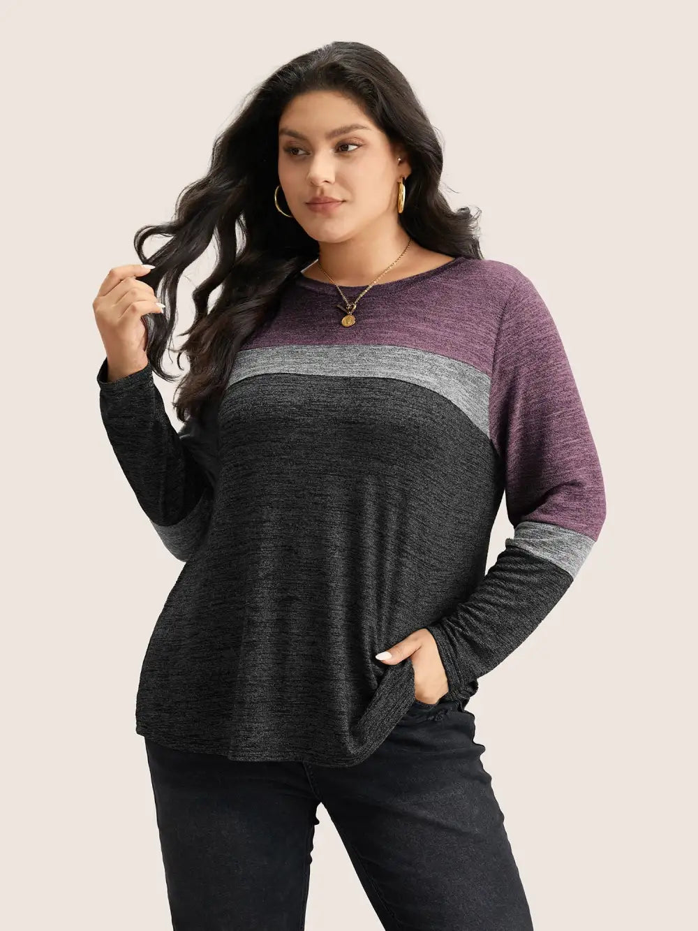 Heather Colorblock Contrast Crew Neck T-Shirt