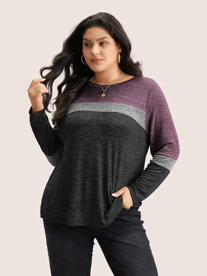 Heather Colorblock Contrast Crew Neck T-Shirt