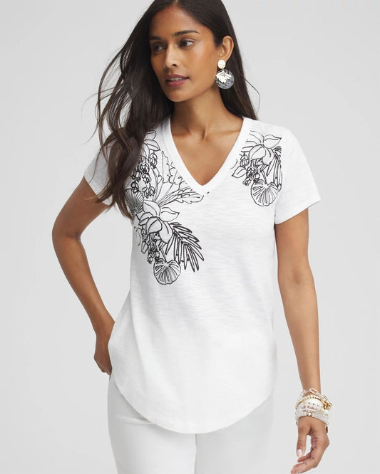 Placed Floral Cap Sleeve Tee