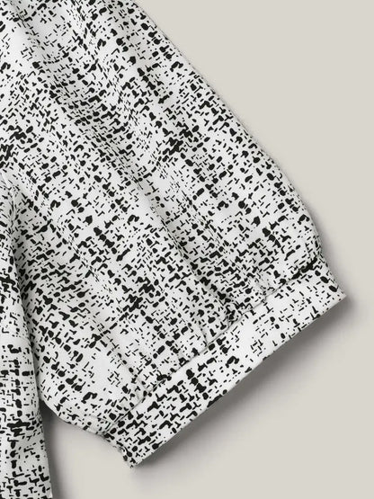 Geometric Print Puff Sleeve Blouse