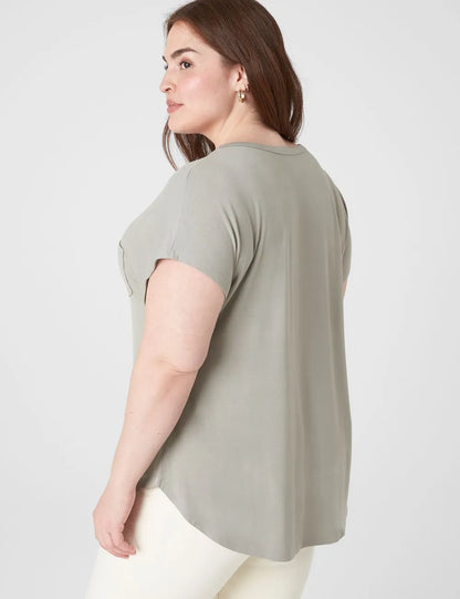 Short-Sleeve V-Neck Pocket Tee