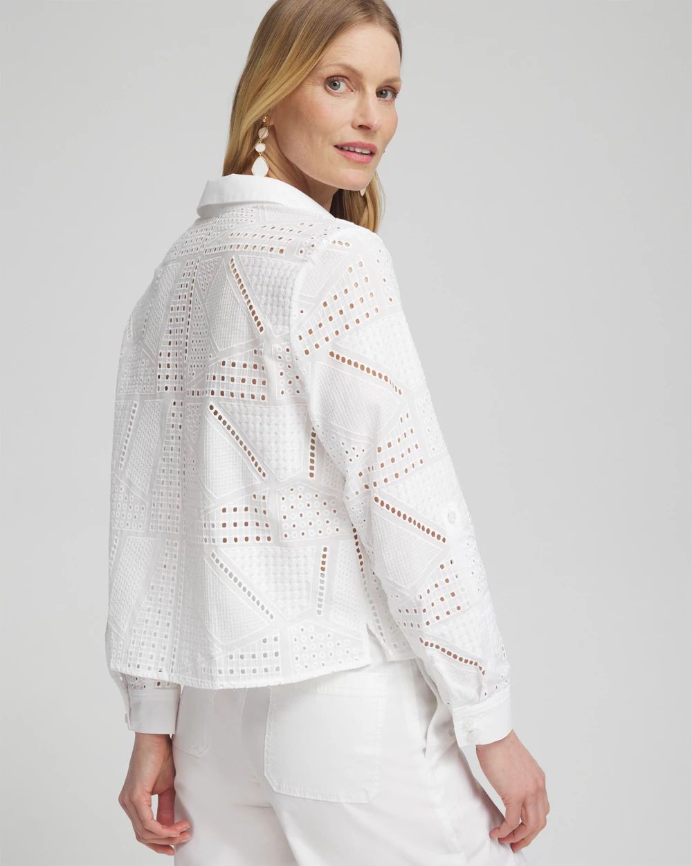 Mixed Eyelet Cotton Shirt