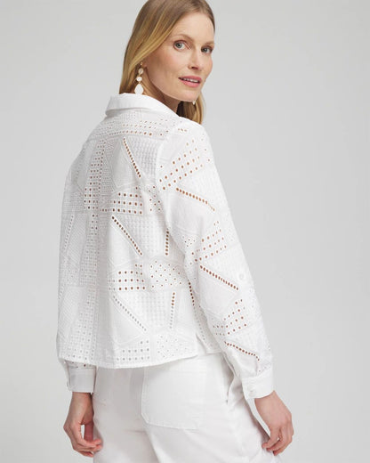Mixed Eyelet Cotton Shirt