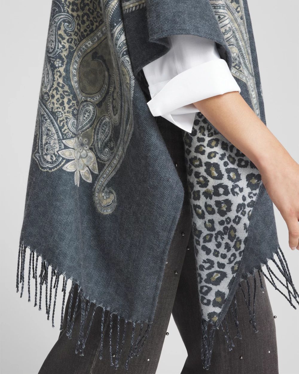 Paisley Leopard Reversible Ruana