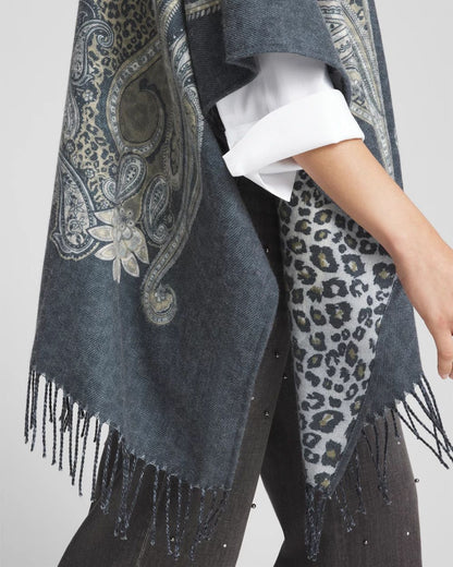 Paisley Leopard Reversible Ruana