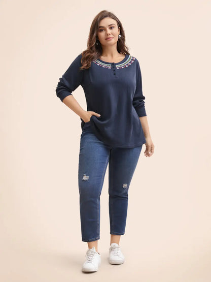 Bandana Embroidered Button Up T-Shirt