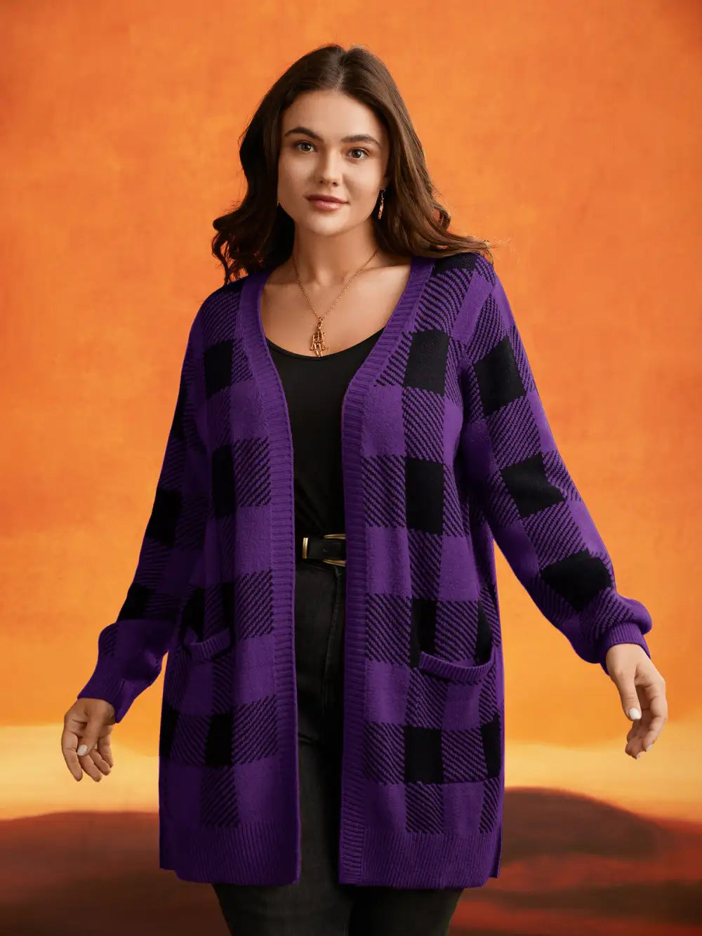 Supersoft Essentials Halloween Plaid Open Cardigan