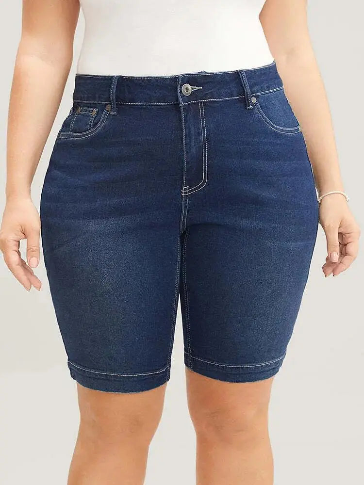 4 Pack Very Stretchy High Rise Dark Wash Denim Shorts