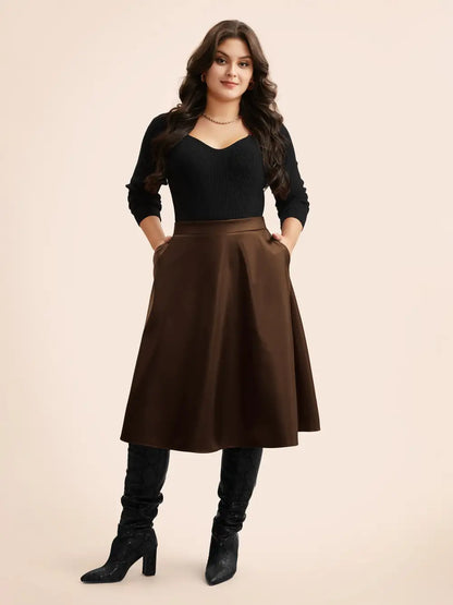 Pu Leather A-Line Skirt