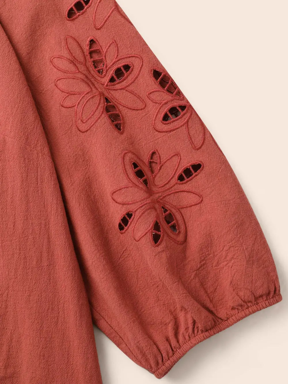 Broderie Anglaise Gathered Tie Knot Blouse