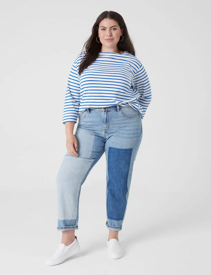 Boyfriend Fit Patchwork Jean