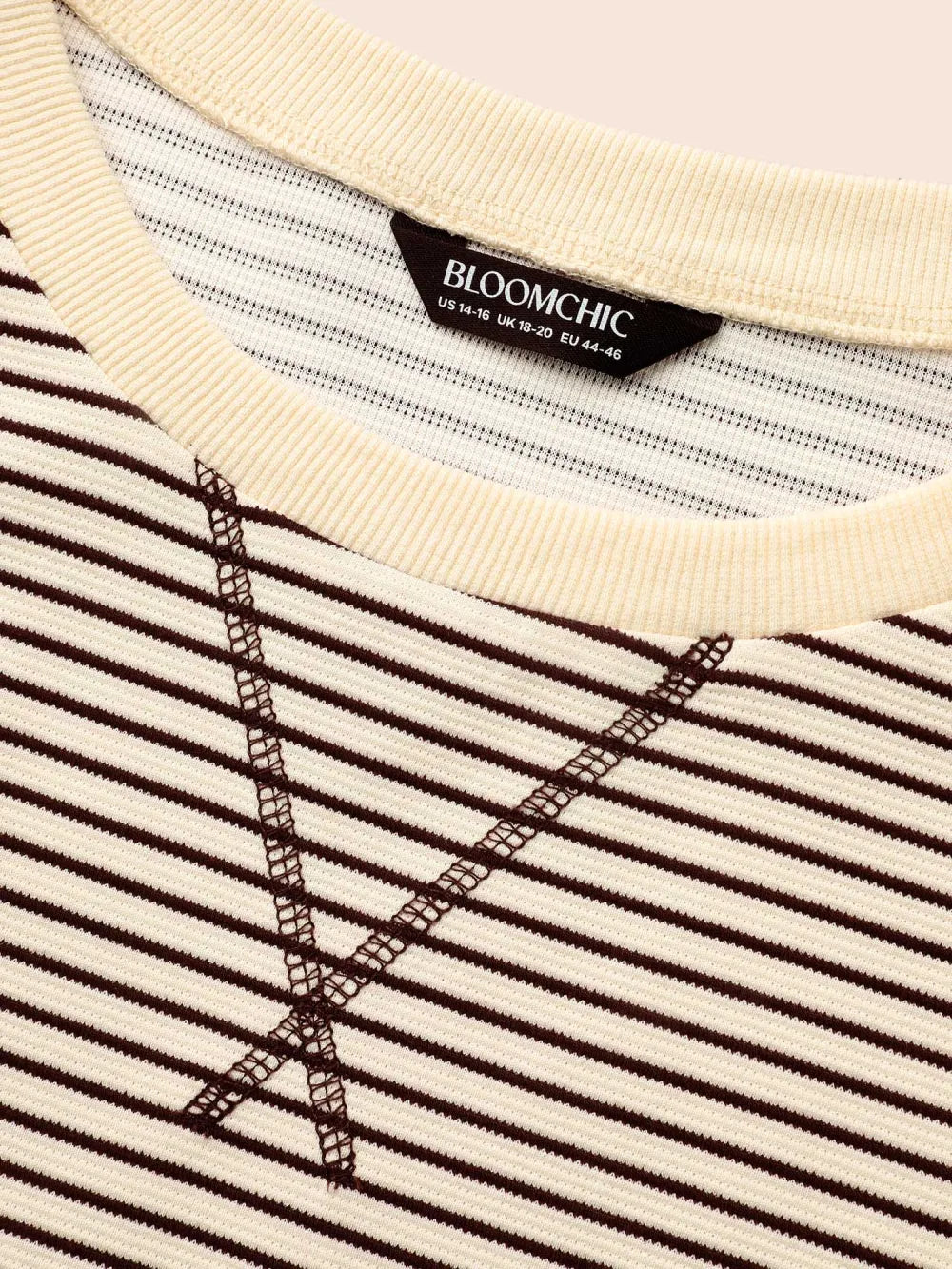 Round Neck Striped Stitch Sweatshirt
