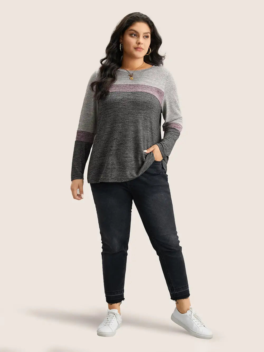 Heather Colorblock Contrast Crew Neck T-Shirt