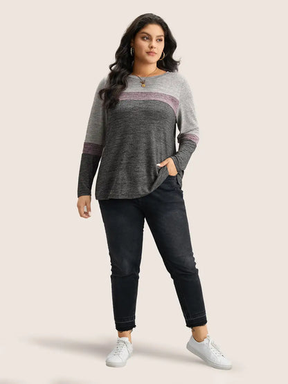Heather Colorblock Contrast Crew Neck T-Shirt