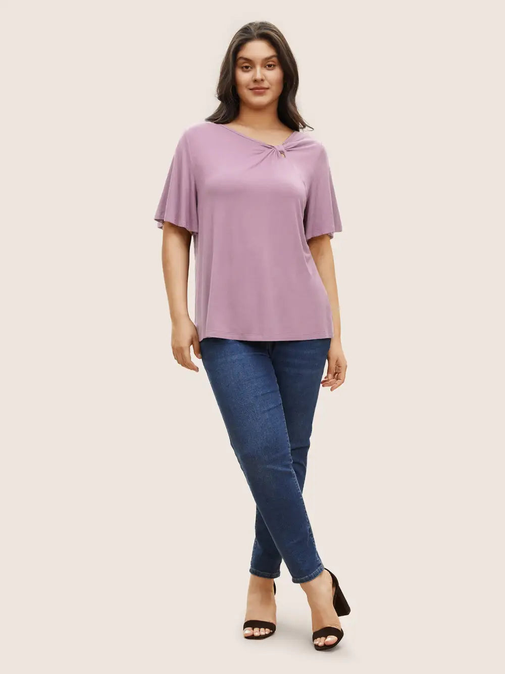 Supersoft Essentials Twist Front Asymmetrical Neck T-Shirt