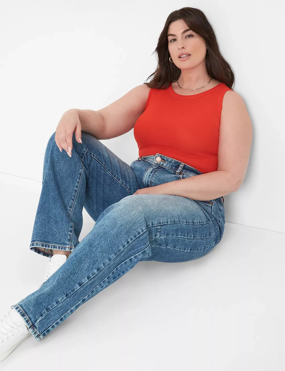 Fitted High-Neck Ribbed Tank