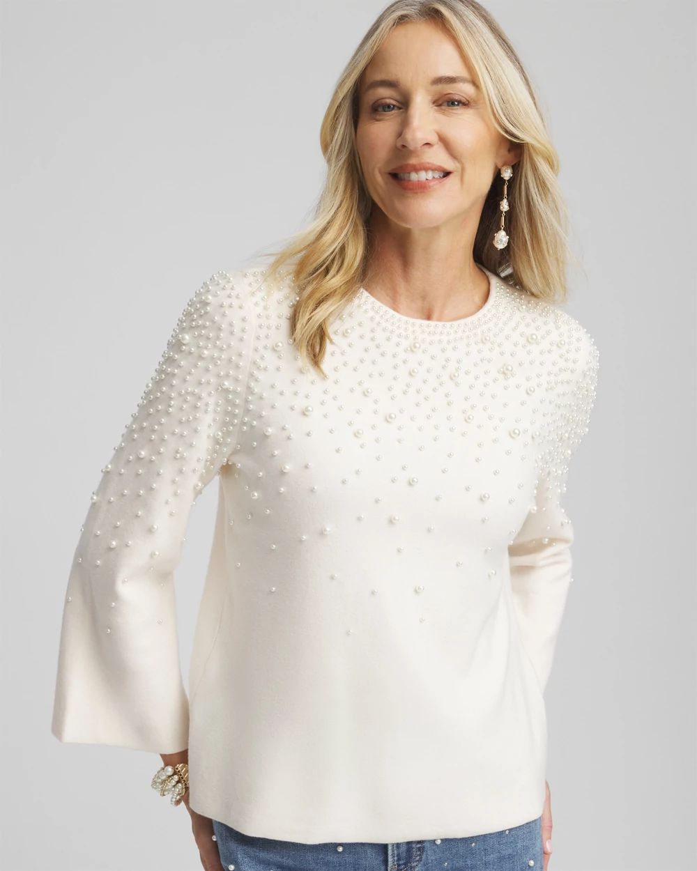 Faux Pearl Cashmere Blend Sweater