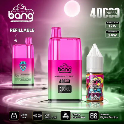 Bang 40000 40K Puffs LED Digital Display Screen Refillable Oil Vape
