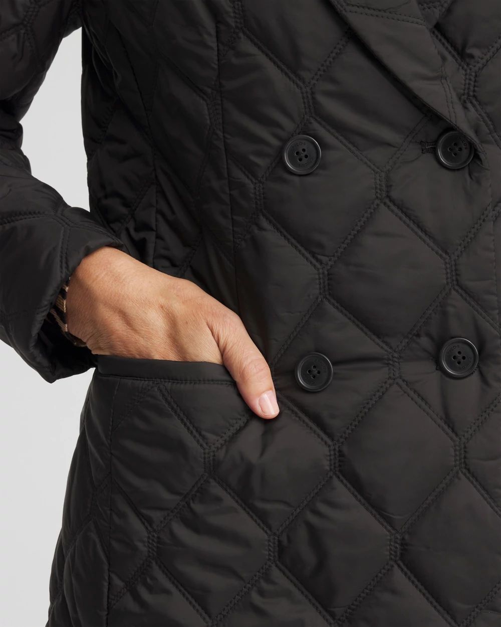 Nylon Quilted Double Breasted Blazer