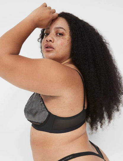 Metallic Strappy Unlined Demi Bra
